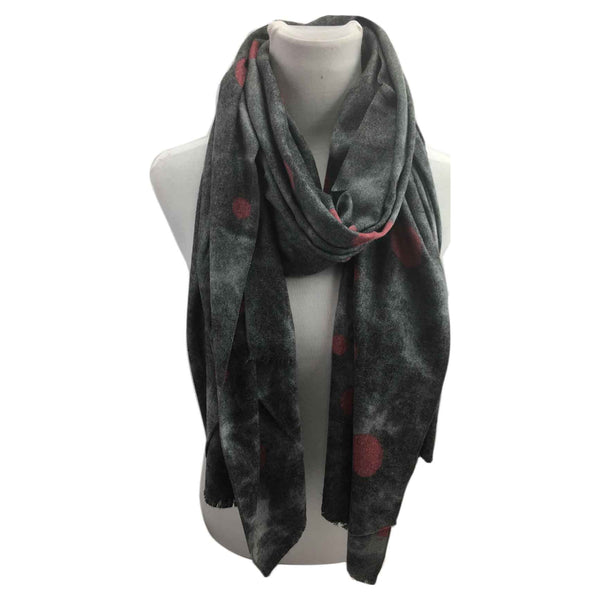 Ab17150-103 Wool Blend Scarf Polka Dot Grey