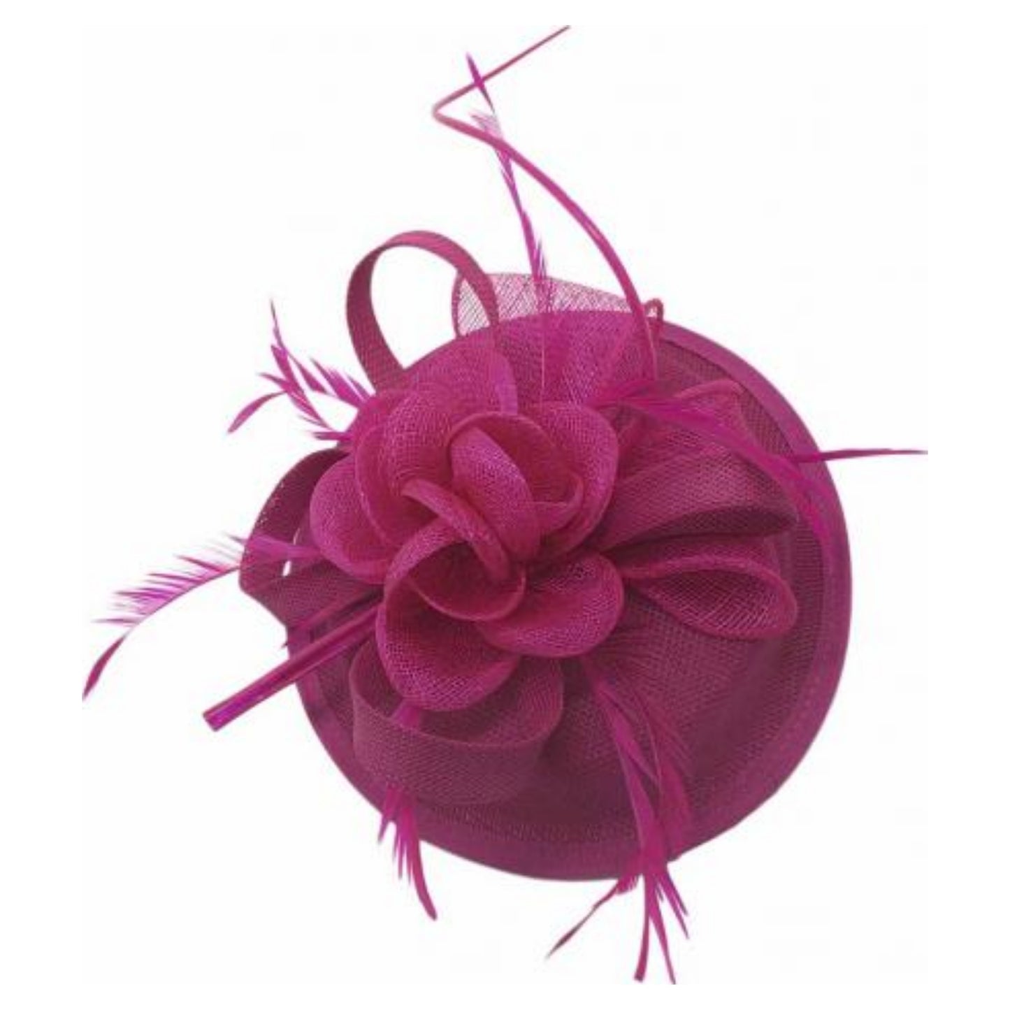 Ab825 Sinamay Tear Drop With Twirl Flowe Fushia