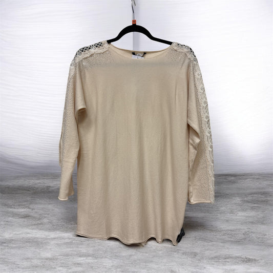 Ak32 Fine Knit Lace Sleeve With Bling Cream