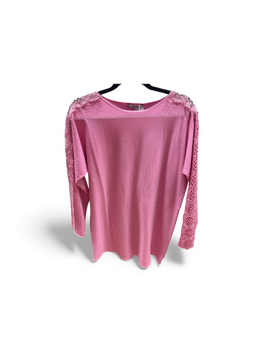 Ak32 Fine Knit Lace Sleeve With Bling Pink