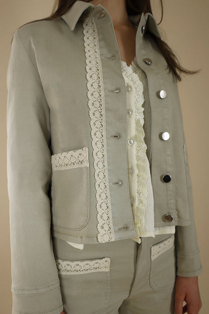 Alex Short Stretch Denim Jacket Sand