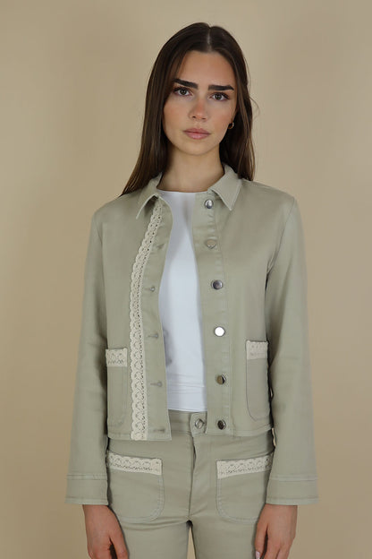 Alex Short Stretch Denim Jacket Sand