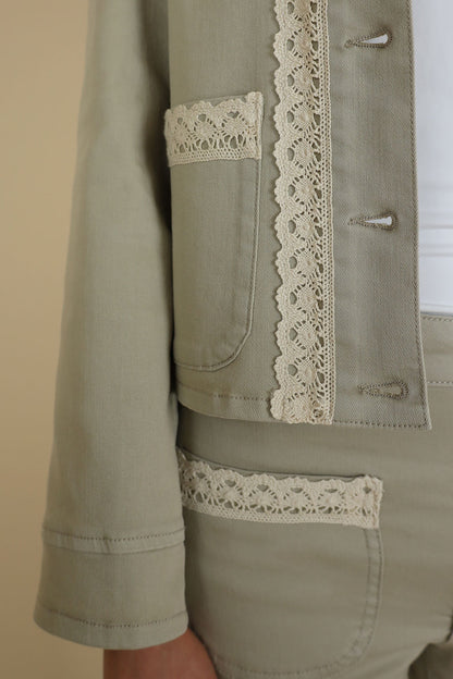 Alex Short Stretch Denim Jacket Sand