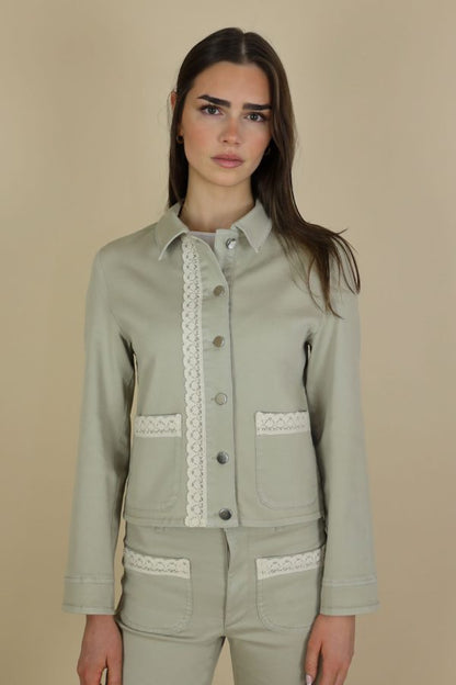 Alex Short Stretch Denim Jacket Sand