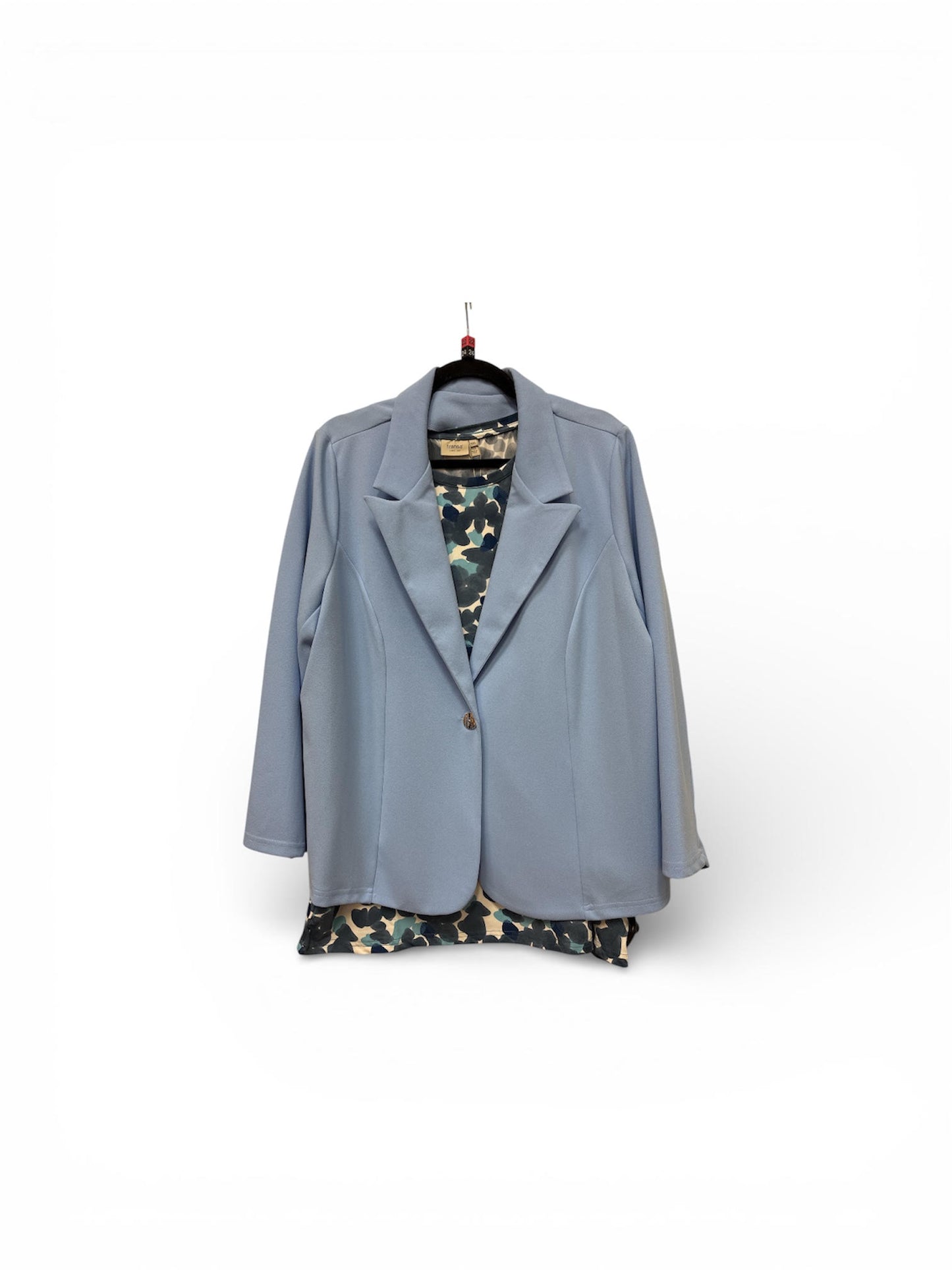 An206 Blazer With Lapel Collar Baby Blue