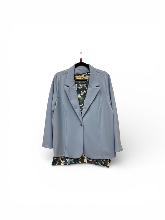 An206 Blazer With Lapel Collar Baby Blue