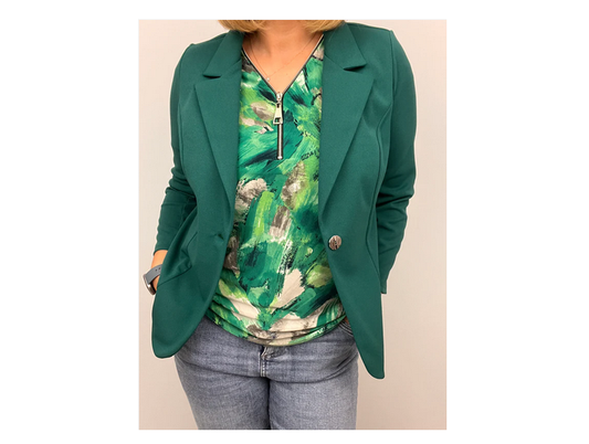 An206 Blazer With Lapel Collar Green