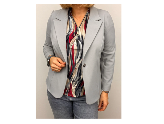 An206 Blazer With Lapel Collar Grey