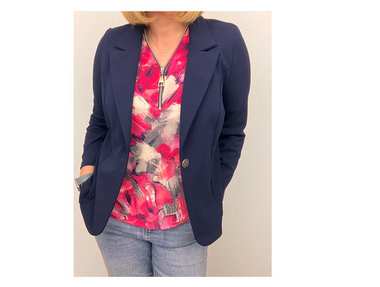 An206 Blazer With Lapel Collar Navy