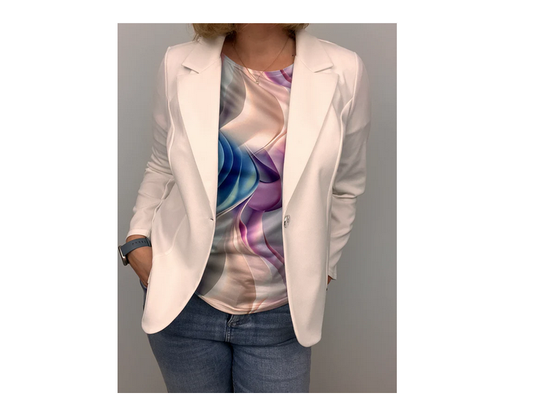 An206 Blazer With Lapel Collar Cream