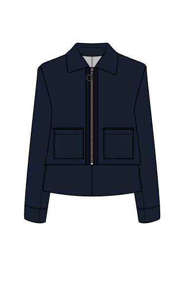 Aurora Short Zip Up Pocket Detail Frill Navy