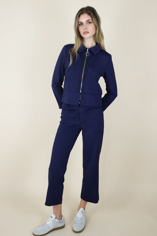 Aurora Short Zip Up Pocket Detail Frill Navy