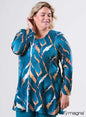 B-2401 Printed Long L/S Tunic Top Petrol