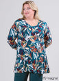 B6004-Vp-Mb Print O-Neck 3/4 Slve Tunic Teal