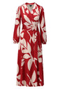 B118 Maxi Crossover Dress Design Red Cream