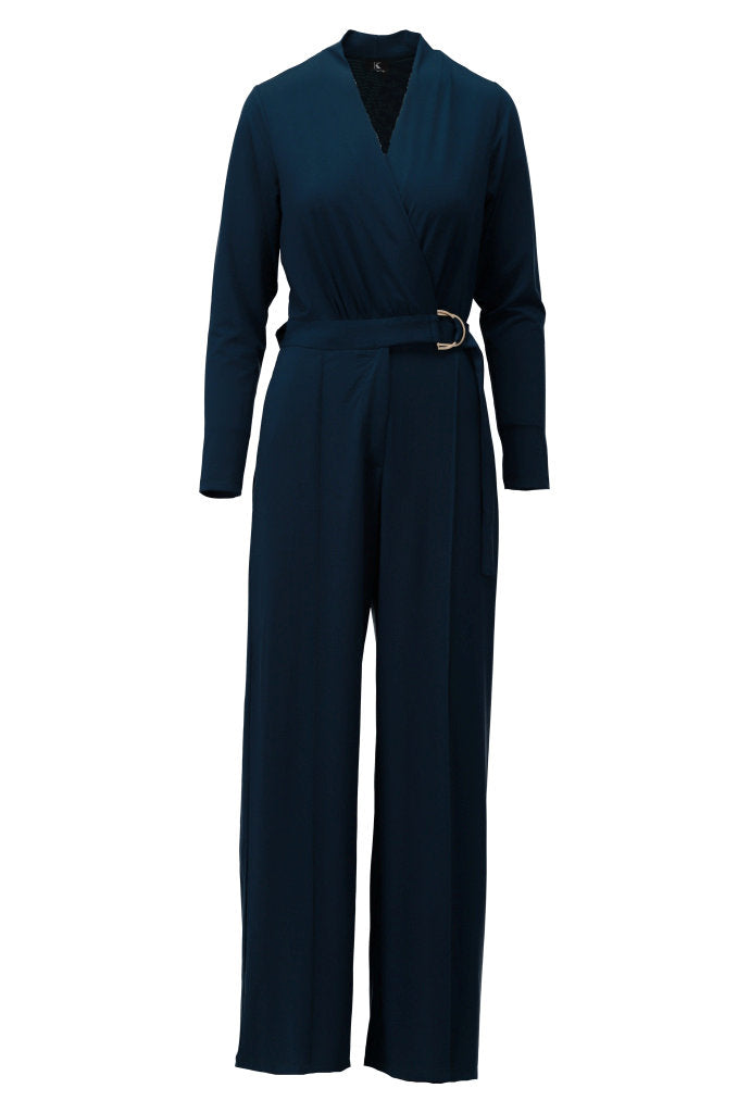 B192 Belted Jumpsuit Rhubarb
