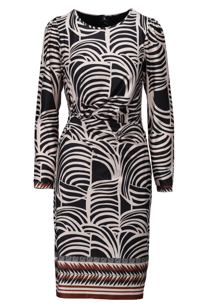B320 Crew Neck Dress Zebra Print Black/White