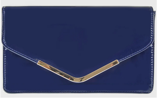 B91127 Patent Metal Detail Envelope Styl Navy