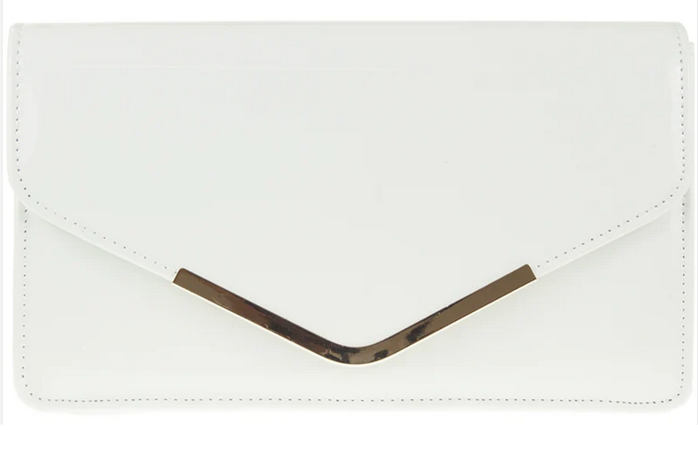 B91127 Patent Metal Detail Envelope Styl White