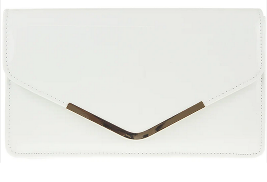 B91127 Patent Metal Detail Envelope Styl White