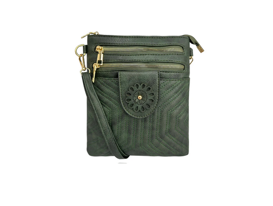 Bg2413-081 Double Front Zip Cb Bag Green