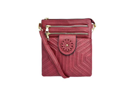 Bg2413-081 Double Front Zip Cb Bag Maroon