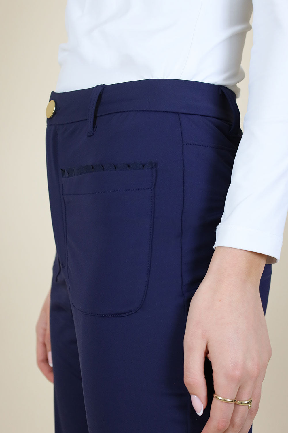 Bianca 3/4 Leg Jogger Trs Pocket Detail Navy