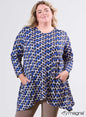 C-4051 Print Pocket Tunic Top Cobalt Blue