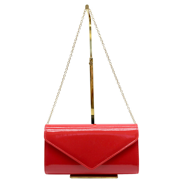 Cb24123-003 Patent Envelope Clutch Bag Red