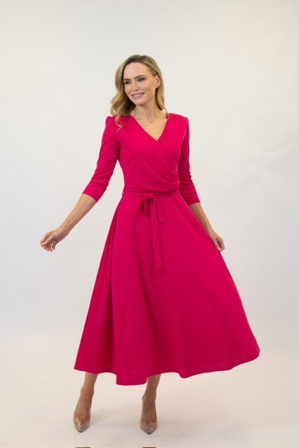 Cd902 Marguerite Wrap Style Dress L/Sl Pink