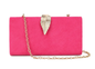 Cs2991 Suede Leaf Clasp Clutch Bag Fushia
