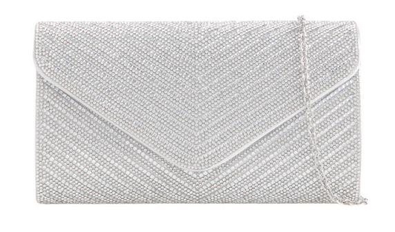 Cs3240 Bling Envelope Style Clutch Bag Silver