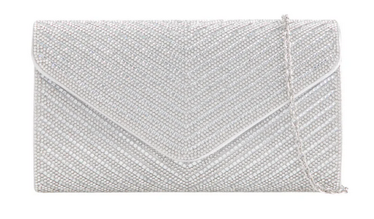 Cs3240 Bling Envelope Style Clutch Bag Silver