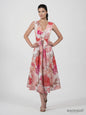 1030.15 Chiffon Floral Print Bow Detail Pink