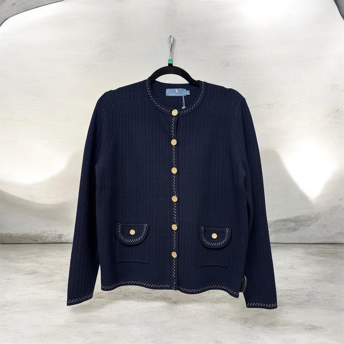 Dm185 O-Neck Button Up Fancy Cardigan Navy