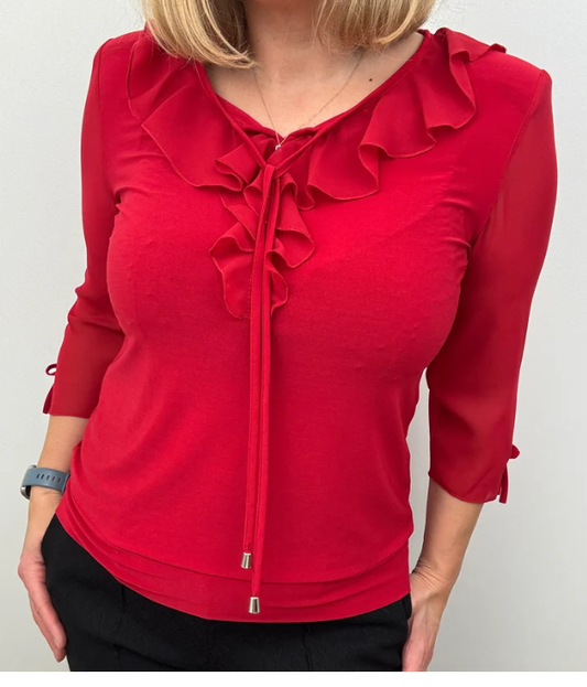 Edyte Ruffle RUFFLE NECK BLOUSE Red