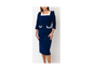 Faye Midi Straight Square Neck Dress Navy/White