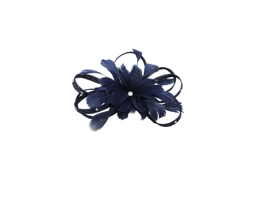Ft20145-011 Diamante Centred Feather Flo Navy