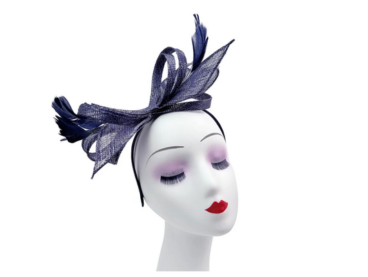 Ft25220 Bow Shape Fasc Sinamay Curls Navy