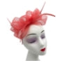 Ft268-A Loop Bow Fascinator With Feather Coral