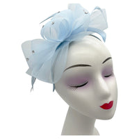 Ft268-A Loop Bow Fascinator With Feather Green