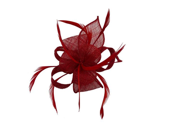 Ft2800 Small Curly Sinamay Clip-On Fasci Red