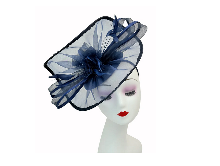 Ft4012 Arc Shaped Fasc Feather Floral Bu Navy