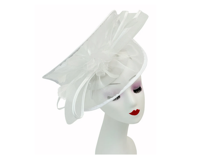 Ft4012 Arc Shaped Fasc Feather Floral Bu White