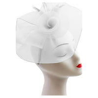 Ft9009-031 Rose Facinator With Feather White