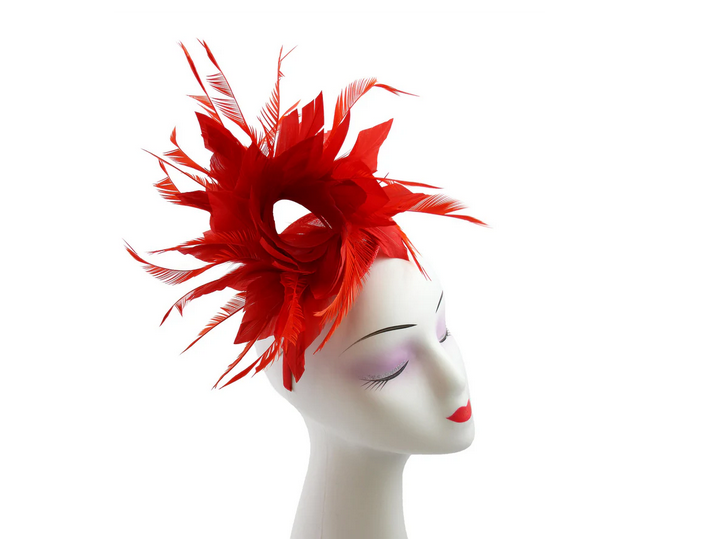 Ft9022-008 Disc Fasc Large Feather Flowe Red