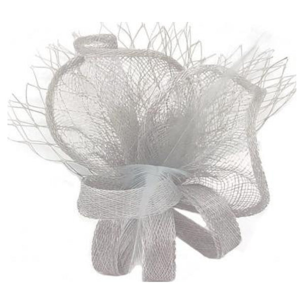 Ft9075-012 Sinamay Wavy Fascinator W Loo White