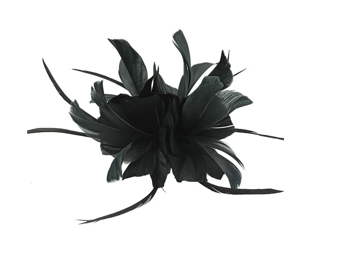 Ft9138a Fascinator With Feathers On Band Black