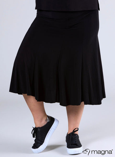 G-0023 Midi Panelled Jersey Skirt Black