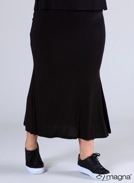 G-0026 Maxi Fitted Jersey Skirt Black